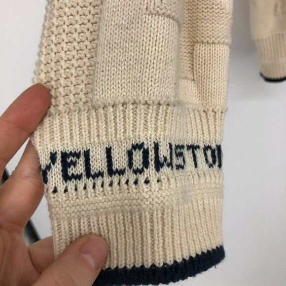 Vintage Brimwick Creme Yellowstone crew oversized sweater moose bear trees - Picture 5 of 15